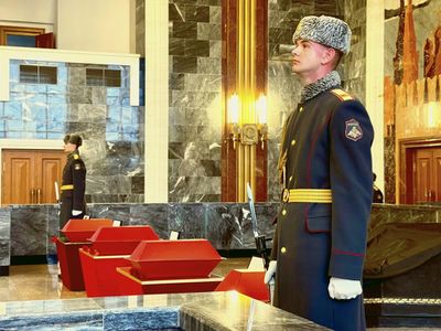 В Подмосковье прошла торжественно-траурная церемония передачи останков четырёх советских воинов, погибших в годы войны